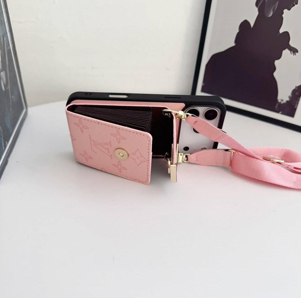 LV Luxury Phone Case with Card Holder For iPhone 17/ 16/ 15/ 14