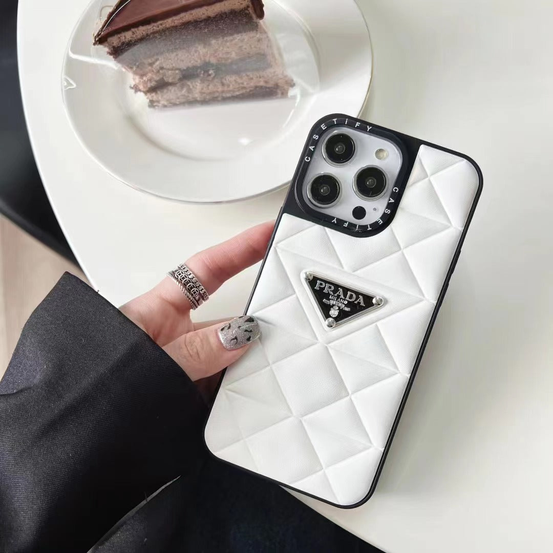 PD Diamond Goose Down Metal Triangle Label iPhone Case
